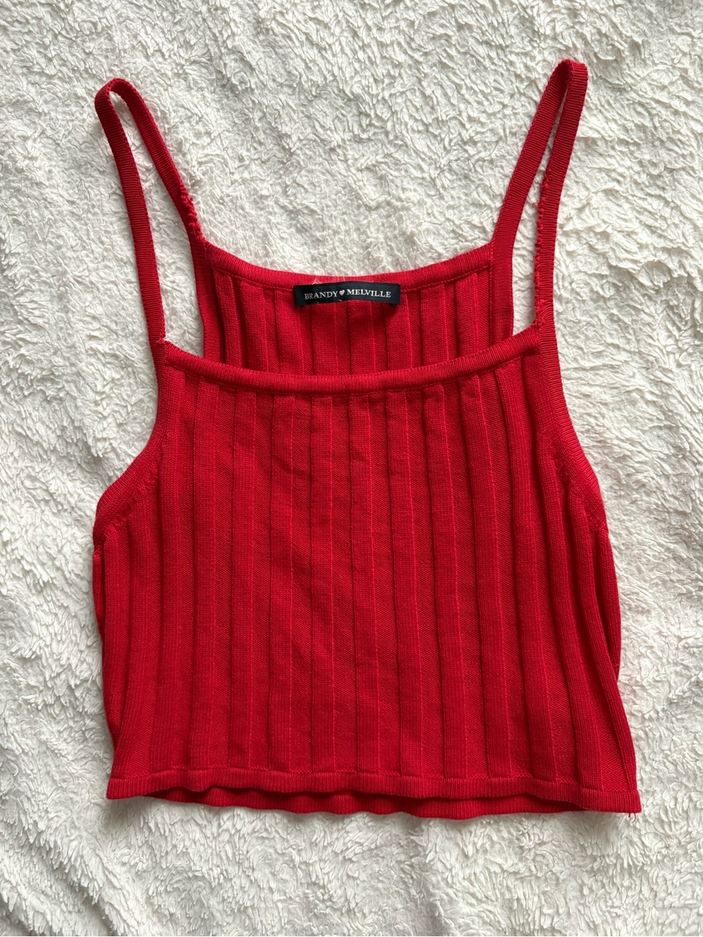Brandy Melville Bright Red Ribbed Cropped Cami